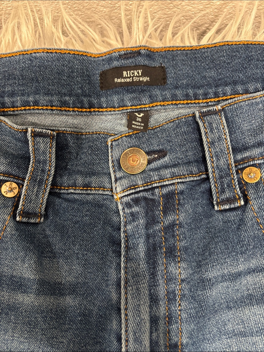 True Religion Ricky Blue Distressed Jeans - Picture 2 of 3